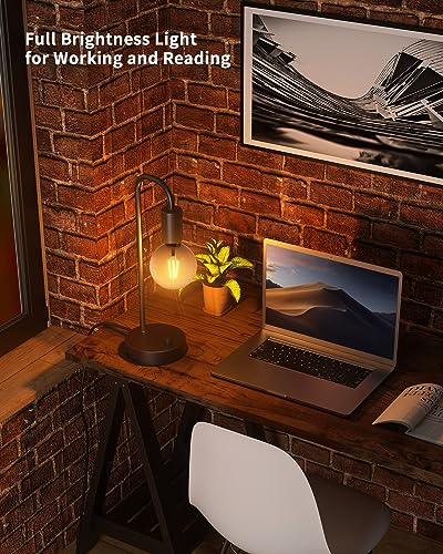 Non-USB Black 2-Pack Industrial Dimmable Table Lamps with Gradient LED Bulbs