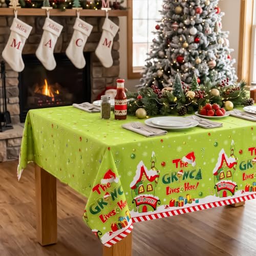Green Christmas Tablecloth 3 Pack – 70.9 x 42.5 in Disposable Waterproof Rectangular