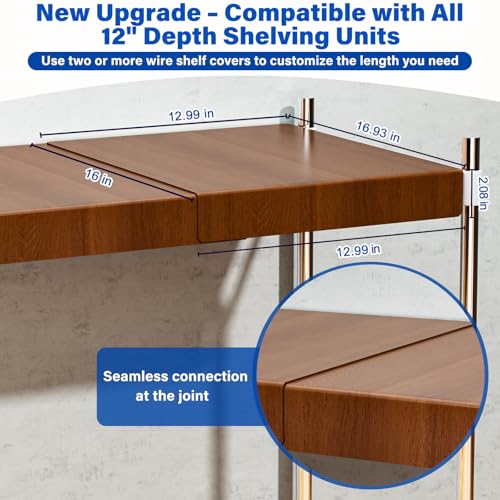 16-Inch Depth Wire Shelf Covers for Pantry Rack, Brown 10pcs - Upgraded Fit & Easy Installation