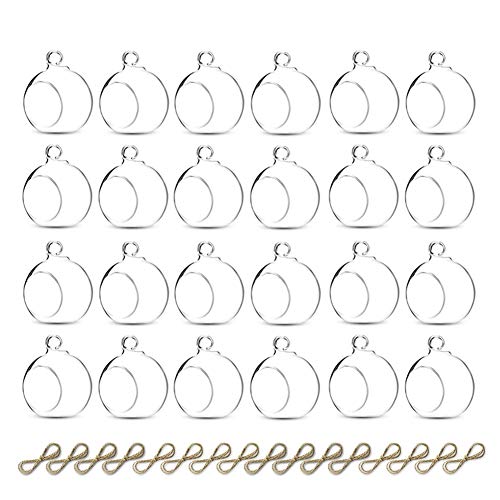 Sziqiqi Hanging Glass Globes Candle Holders 24 Pcs Without LED - Clear Decor