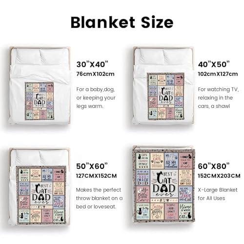 Cat Dad Blanket 60x50 inches - COALNDM Cat Lovers Gift for Dad, Fathers Day