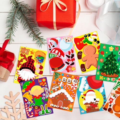 80UncleKimby 70 Sheets Christmas Stickers Bulk - 16 Festive Designs for Crafts & Gifts