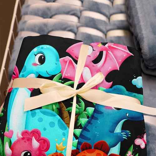 Amonee-YL Dinosaur Blanket, Just A Girl Who Loves Dinosaurs, Dinosaurs Blankets for Girls 40"X50", Dino Birthday Decorations, Presents for Dinosaur Lovers, Dino Gifts for Girls