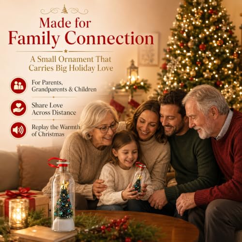 Recordable Christmas Message Bottle with Snowy Tree Ornament - Variation 2
