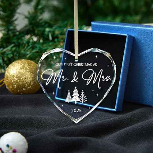 Wedding Gift for Couples 2025, First Christmas Married Ornament 2025, Mr and Mrs Gifts,Bridal Shower Gift,Just Married Ornament, Wedding Ideas for Newly Bride,Future Mr Mrs