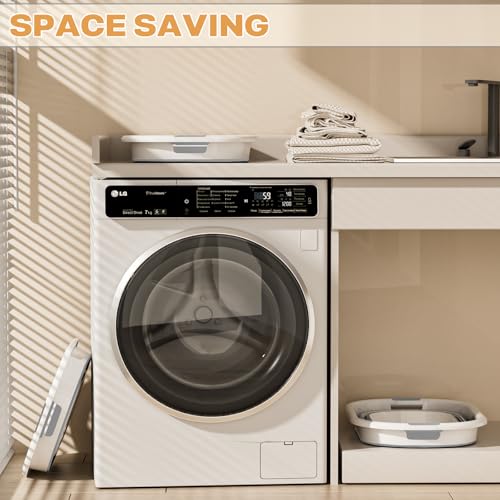 43L Collapsible Laundry Basket Grey 2 Pack - Space-Saving Plastic Hamper