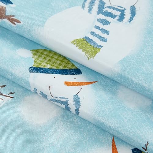 Newbridge Christmas Blue Snowy Snowman Vinyl Tablecloth 60 x 102 Rectangle