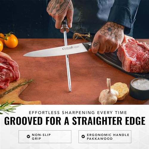 Cutluxe 10-Inch Honing Steel for Knives – Premium Knife Sharpening Rod
