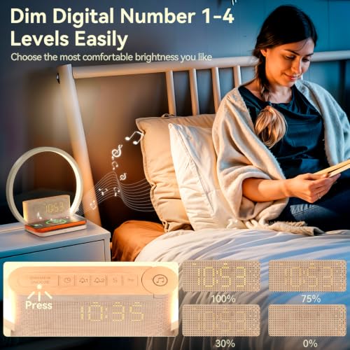 Vivilumens Sunrise Alarm Clock Wireless Charger, White Noise Sound