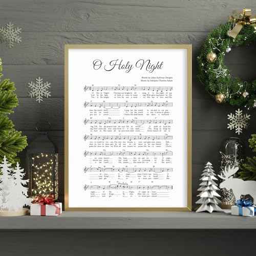 JarThenaAMCS Christmas Carol Wall Art Prints O Holy Night Music Sheet Art Poster Minimalist Xmas Hymn Wall Decor for Gallery Living Room Bedroom (UNFRAMED, 11x14in)