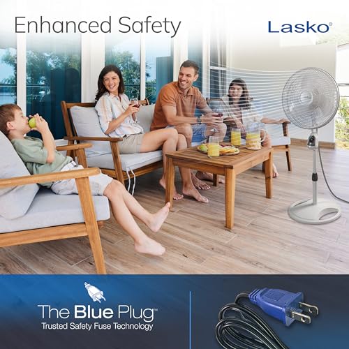 Lasko 16-Inch White Oscillating Pedestal Fan - Adjustable Height & Remote
