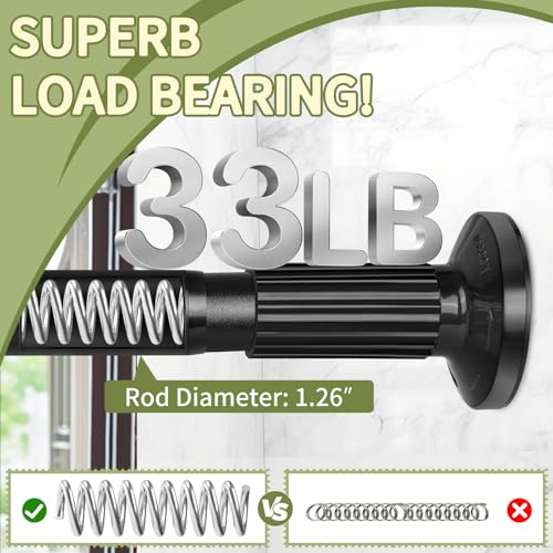 Black Adjustable Tension Curtain Rod 51-165 Inches No Drilling Outdoor & Bathroom