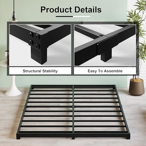 Full Size Low Profile Bed Frame - 3 Inch Metal Platform, No Box Spring Needed