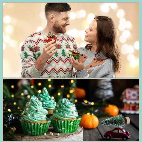 SANNIX 450pcs Christmas Cupcake Liners, Christmas Santa Claus Snowman Tree Baking Cups Cupcake Wrappers Paper Wraps Muffin Liners for Xmas Birthday Party Candy Cake Decorations Supplies(9 Designs)