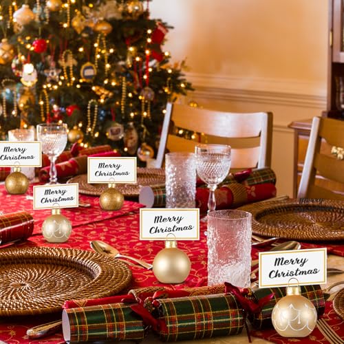 Civaner 24Pcs Christmas Ornament Place Card Holders & Name Cards Set - 3 Designs, 24 Holders, 36 Blank Cards