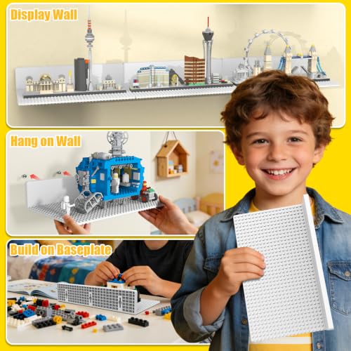Floating Wall Shelves for Lego Bricks - White 4-Pack - Wall-Mounted Display