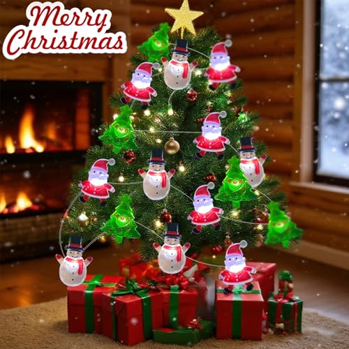 50 LED Snowman Santa Claus Christmas Tree String Lights- 17FT Fairy