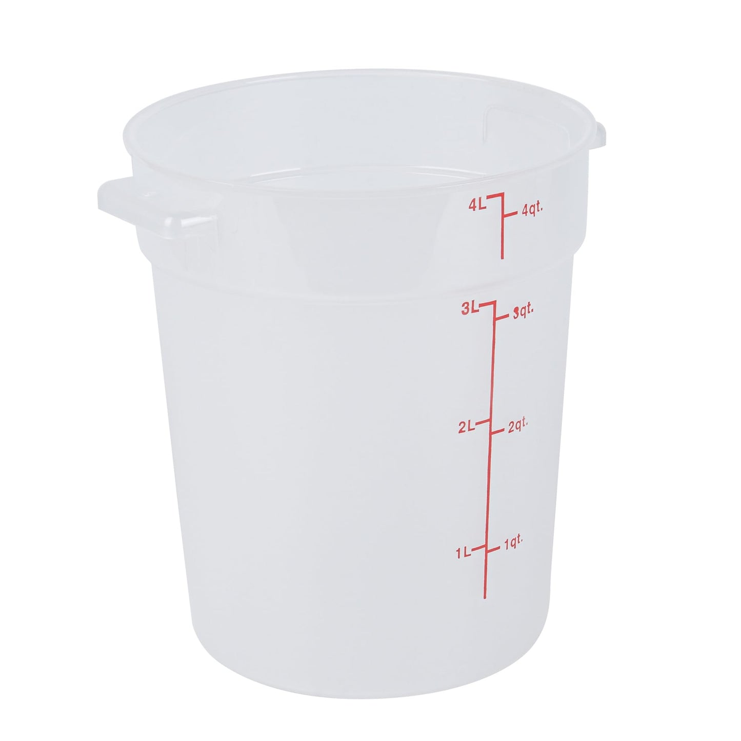 Restaurantware-Met Lux 4 Quart Food Storage Container, 1 Translucent Storage Container - Lids Sold Separately, Red Volume Markers, Dishwashable Container, Side Handles, For Storing Foods