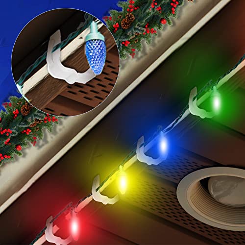 50 Pcs Outdoor Christmas Light Clips 1 5/8 Inch for Roof Gutters - White