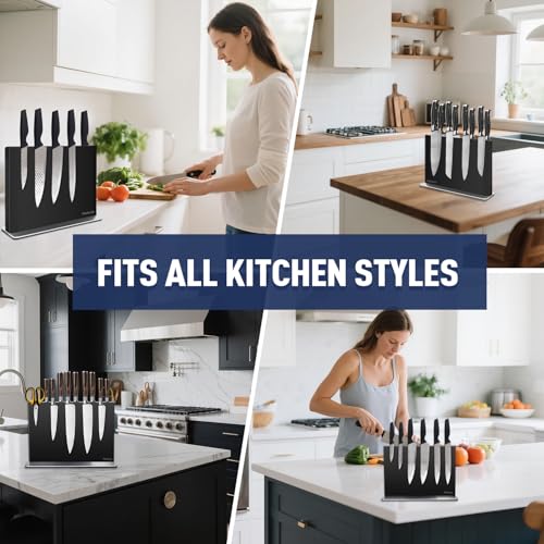 Pailexin 12-Inch Black Magnetic Knife Holder Stainless Steel Wall Mount