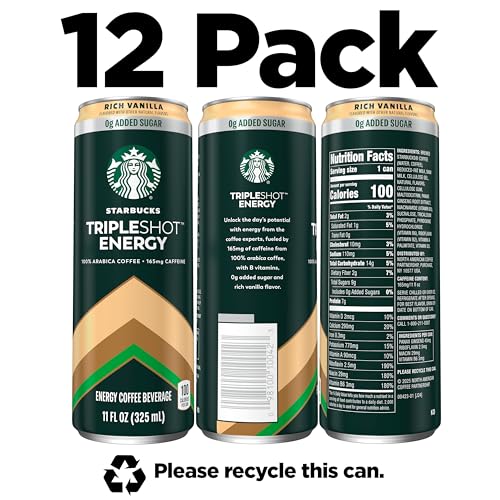 Starbucks Tripleshot Coffee Energy Drink Vanilla 11 Fl Oz Cans Pack of 12