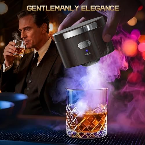 Aromara Brown Electric Whiskey Smoker Kit with 6 Flavor Wood Chips - Home Bar Gift Set