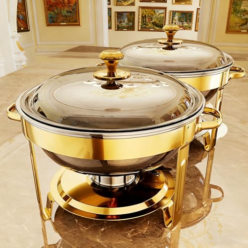 KScocina Golden 2 4-Pack 5QT Stainless Steel Chafing Dishes for Buffet & Catering
