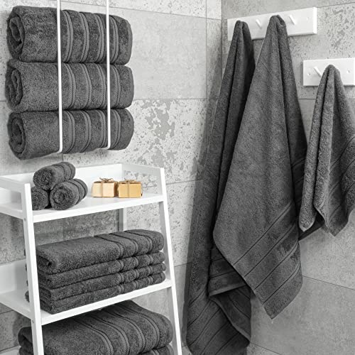 American Soft Linen Dark Gray 100% Cotton Turkish Bath Towels 4PC Set 27x54