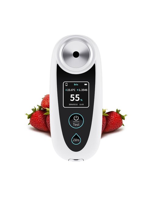 Brix Refractometer with ATC – 0–55% Range, Portable Sugar Tester for Durian, Syrups, Fruits, Juice, Home Brewing & Field Testing