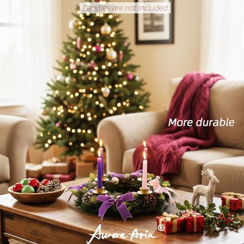 12-Inch Purple and Pink Metal Advent Wreath Candle Holder for Christmas Decor