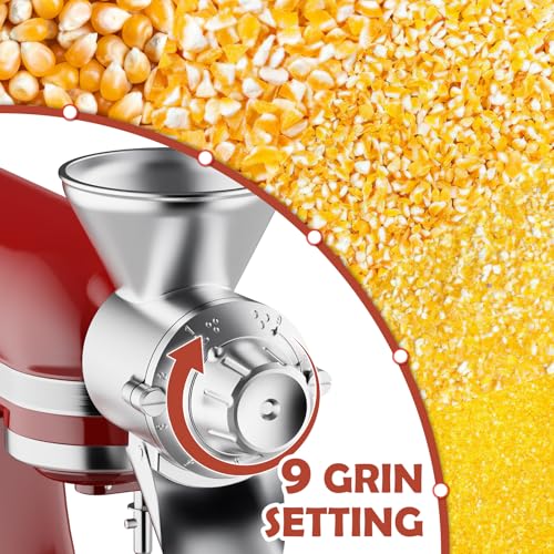 GVODE Silver Grain Mill Attachment for KitchenAid Stand Mixer - Flour Grinder