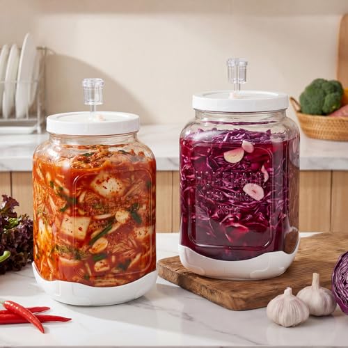 2-Pack 1.5 Gallon Glass Fermentation Jars with Airlock Lid - Home Brewing & Food Storage