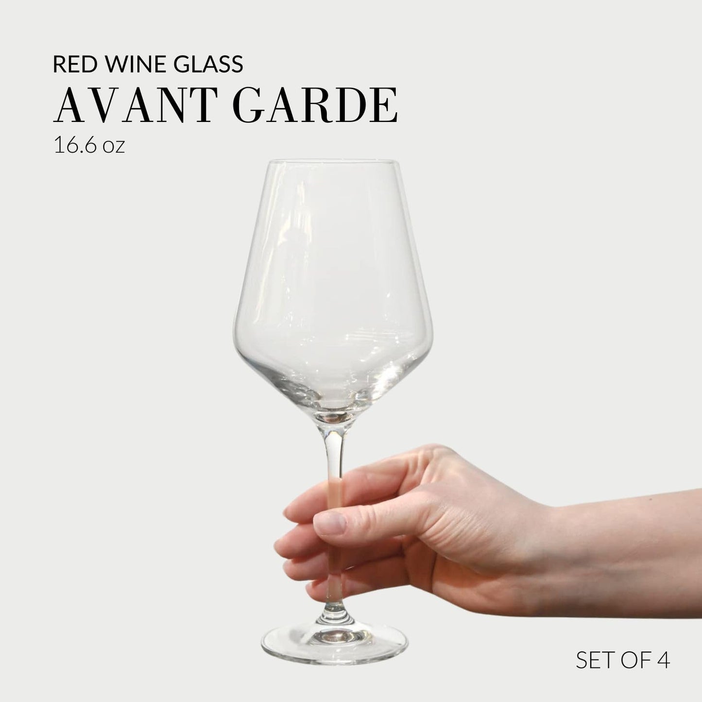 Krosno Red Wine Glasses 4-Piece 16.6 oz Avant-garde Collection, Perfect for Home, Restaurants & Parties, Dishwasher Safe, Thin Rim, Long Stem | Lead-Free Crystal Glass