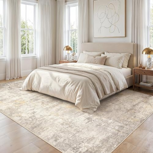 cotiled 8x10 Area Rugs Living Room: Washable Abstract Rug Gold Grey