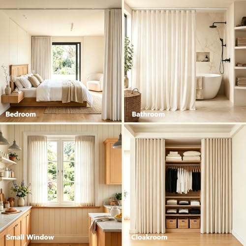White Ceiling Curtain Track, 9-13 Ft Adjustable Heavy Duty Support 60 LB