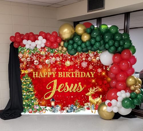 CINRAY 7x5FT Jesus Birthday Banner Backdrop Christmas Holiday Decorations