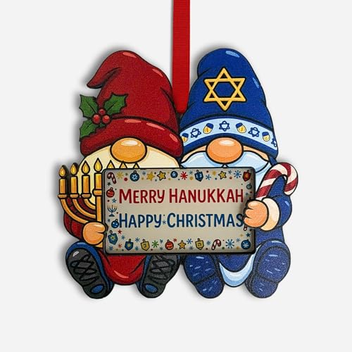 TSIMPLE Hanukkah Ornament - Jewish Christmas Gnome Decor for Tree, Holiday Gift
