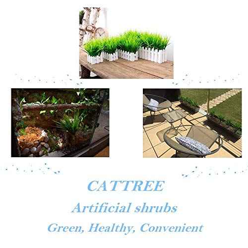 CATTREE Artificial Wheat Grass, Plastic Plants Shrubs Bushes Fake Green Leaves Wedding Indoor Outdoor Home Garden Verandah Kitchen Office Table Centerpieces Arrangements Christmas Decoration 5 pcs