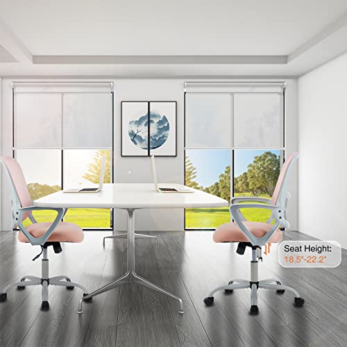Pink Ergonomic Office Desk Chair with Lumbar Support - All-Day Comfort, 18.5"D