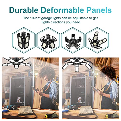 Nexillumi 180W 2-Pack LED Garage Lights Ceiling Deformable Panel Work Shop Attic Basement