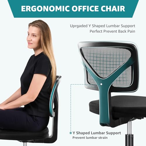 OLIXIS Black Armless Ergonomic Mesh Office Chair - Small Desk Chair, 1 Pack