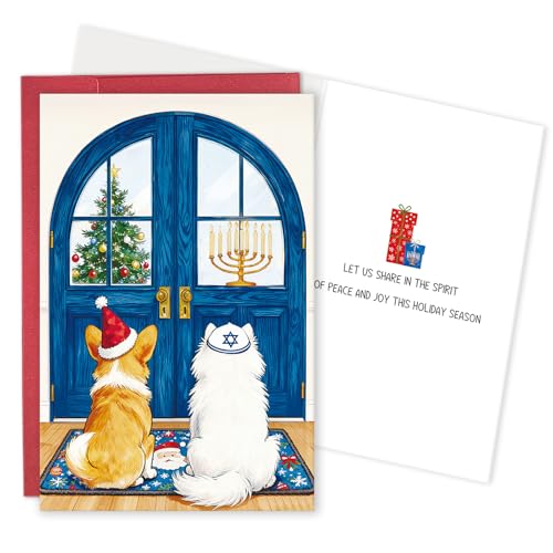 Qiavor Happy Hanukkah Card for Dog Owner – Dog Variation, Funny Interfaith Gift
