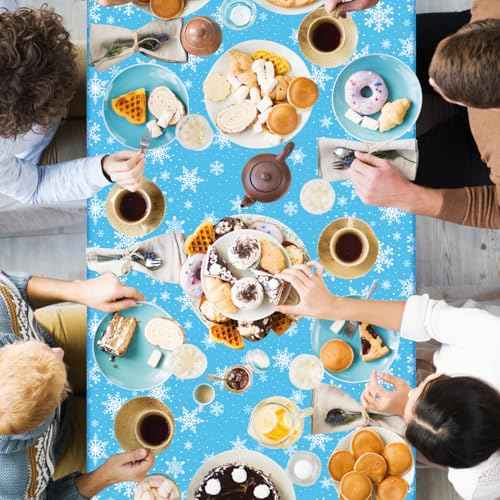4 Pack Christmas Snowflake Tablecloth - White Plastic Table Cover for Winter Wonderland Party Decorations - Merry Christmas Supplies 86 x 51 Inch