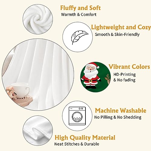 YeeJu Christmas Throw Blanket Kids Small Green Christmas Santa Blanket for Girls Boys Child Baby Bed Soft Lightweight Fuzzy Plush Fleece Blankets and Throws Xmas Winter Holiday Blanket 40x50