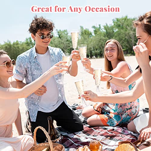 Clear Plastic Champagne Flutes 200 Pack - Disposable 5 Oz Mimosa & Cocktail Glasses for Parties