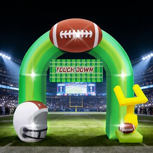 Eyourlife 9FT Inflatable Football Arch with LED Goal Post & Helmet - Yard Party Decor