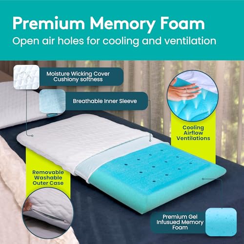 King Stomach Sleep Pillow with Cool Memory Foam & Removable Cover - White, 2.6 Inch
