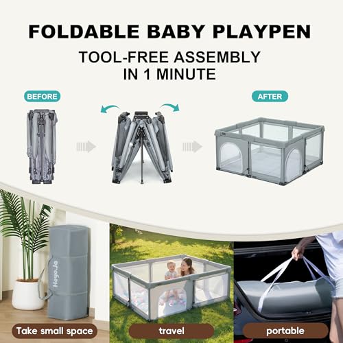 Foldable Baby Playpen 50x50 Inches Portable Indoor Outdoor Safety Fence