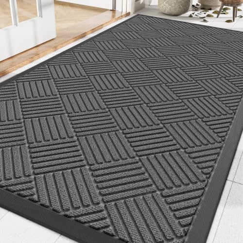 Amyracel 3x6 Foot Heavy Duty Waterproof Front Door Mat - Grey Diamond