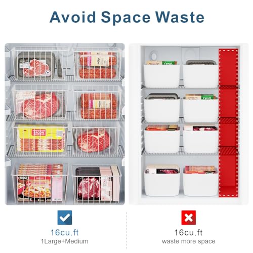 iSPECLE Freezer Organizer Bins - For 16/17/21 Cu Ft Upright Freezer,